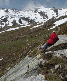 Lynne Farrell in intrepid mode at Alto Campo © Teresa Farino